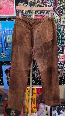 Vintage 90s Bagatelle Brown Genuine Suede Leather High Rise Pants Size 10